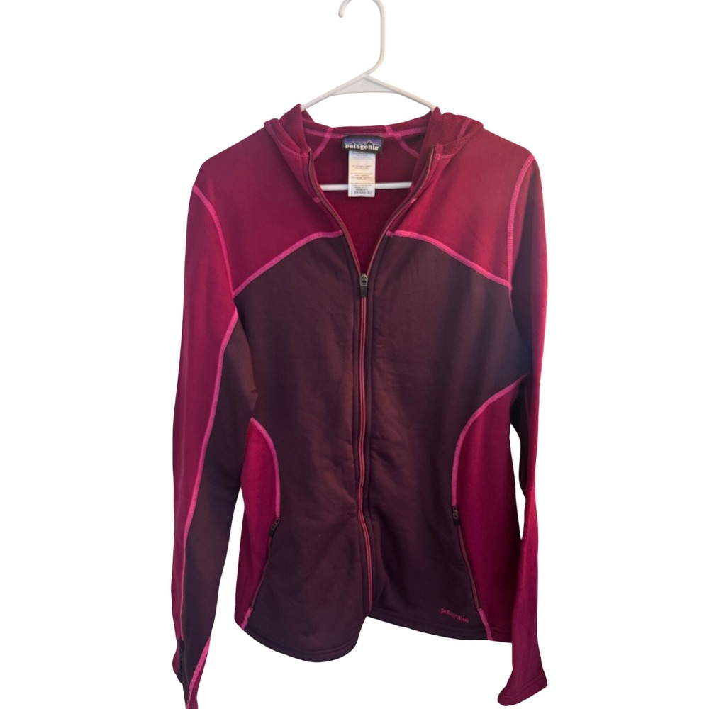 Patagonia Hoodie Womens L Magenta Purple Polartec Power Stretch Full Zip Jacket
